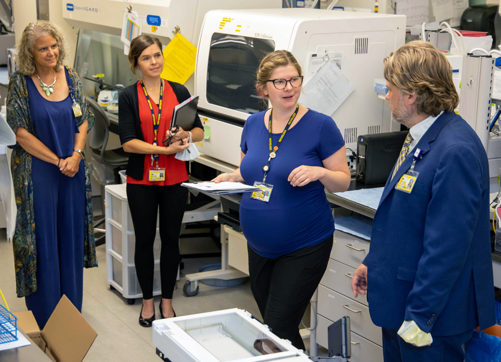 Medical Technologist Emily Hilliker speaks with Marquette.